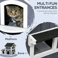 Pawhut Outdoor Cat House With Weather Resistant Roof & Garden Bed, Outdoor Cat Shelter Enclosure With Multiple Entrances, Modern Cat Furniture Hideout, Cat Gifts, Gray Gray Wood