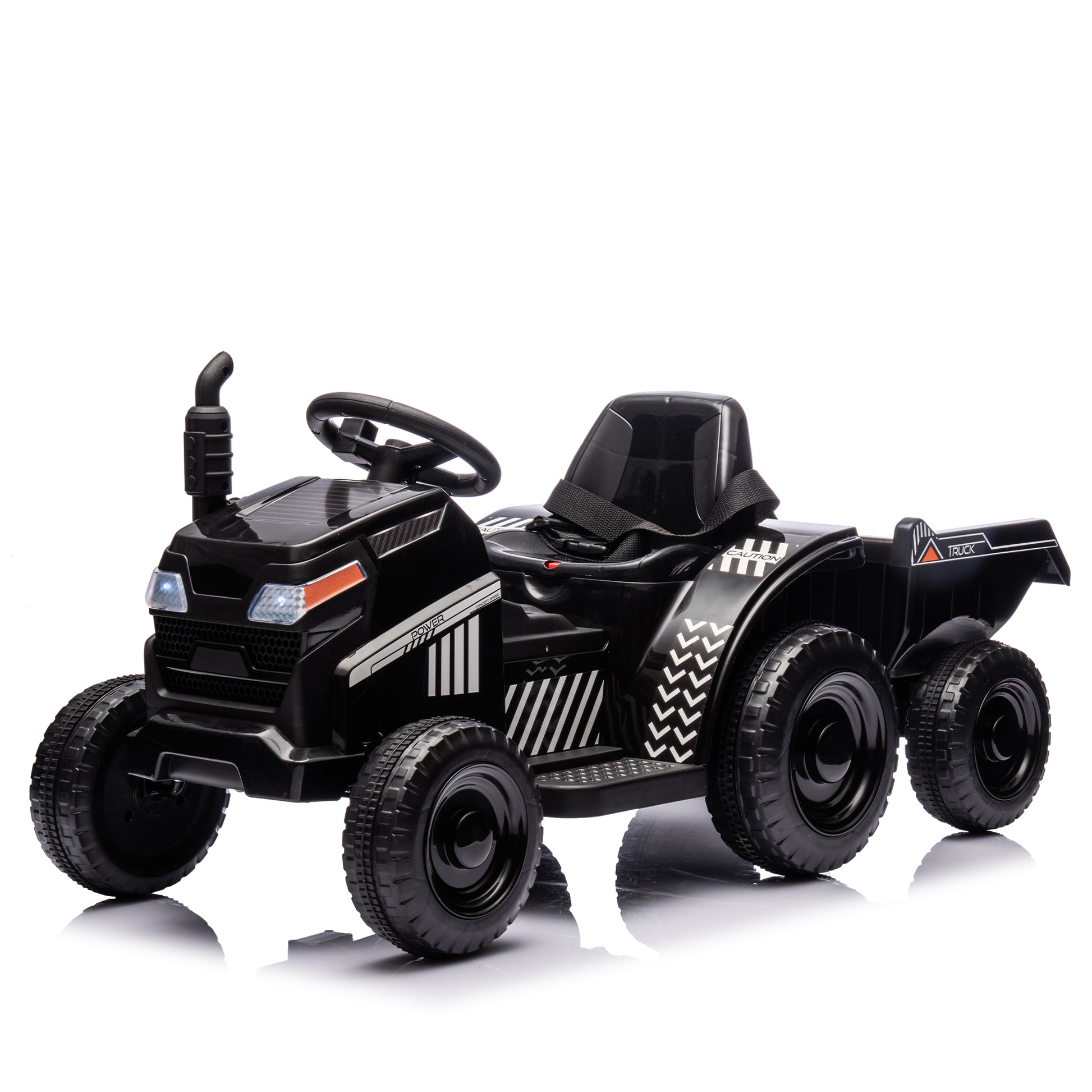 12V Kids Ride On Electric Tractor Black Knight,Kids Ride On Toy.2Wd,Non Skid Tires, Steering Wheel, Foot Pedal,With Removable Storage Tug,Light,Bluetooth,Music,Mp3,Usb,Power Display For Kids Aged 2 3. Black 50 99 Lbs Polypropylene