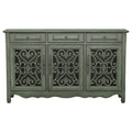 Traditional Wooden Accent Cabinet With 3 Storage Drawers, Green Green Wood