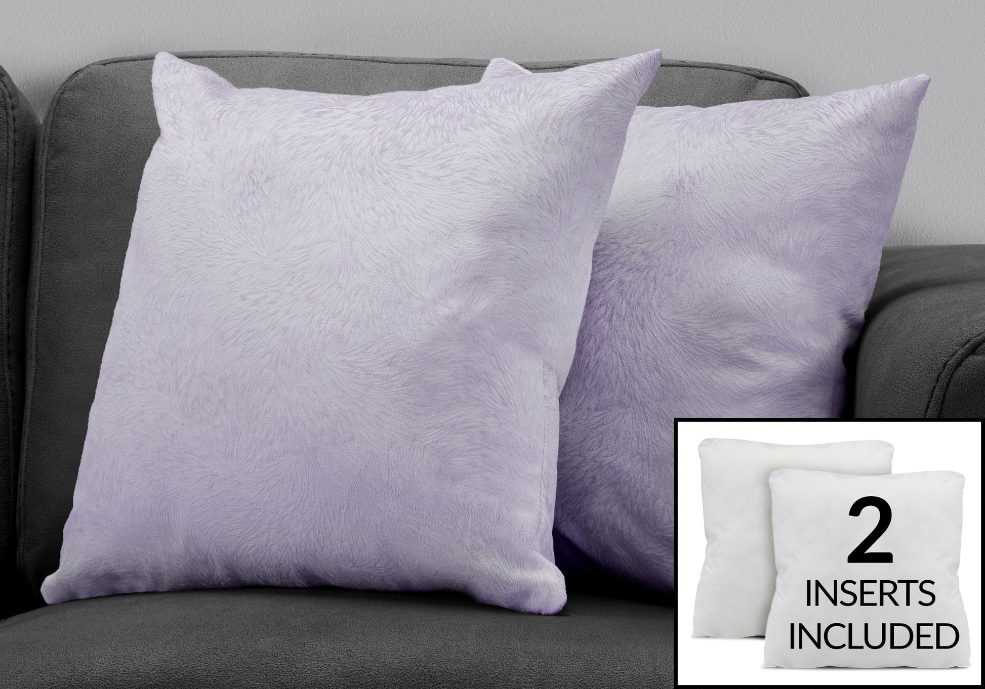 Pillows, Set Of 2, 18 X 18 Square, Insert Included, Decorative Throw, Accent, Sofa, Couch, Bedroom, Purple Hypoallergenic Polyester, Modern Purple Polyester Polyester