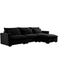 Corduroy Sectional Sofa, L Shaped Couch With Storage Footstool And 3 Pillow, Sectional Couch For Living Room Apartment, Black Black Corduroy 3 Seat