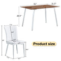 Table And Chair Set. Large Modern Rectangular Table With Brown Glass Top And Silver Metal Legs. It Comes With Soft And Comfortable Pu Seats, Faux Leather Upholstered Seats And Silver Metal Legs. Brown,White Seats 4 Glass Metal