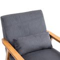 Leisure Chair With Solid Wood Armrest And Feet, Leisure Chair, Wood Frame, Velvet, L, Solid Rubber Wood Legs, Mid Century Modern Accent Chair, For Living Room Bedroom Studio Chair Dark Gray Corduroy