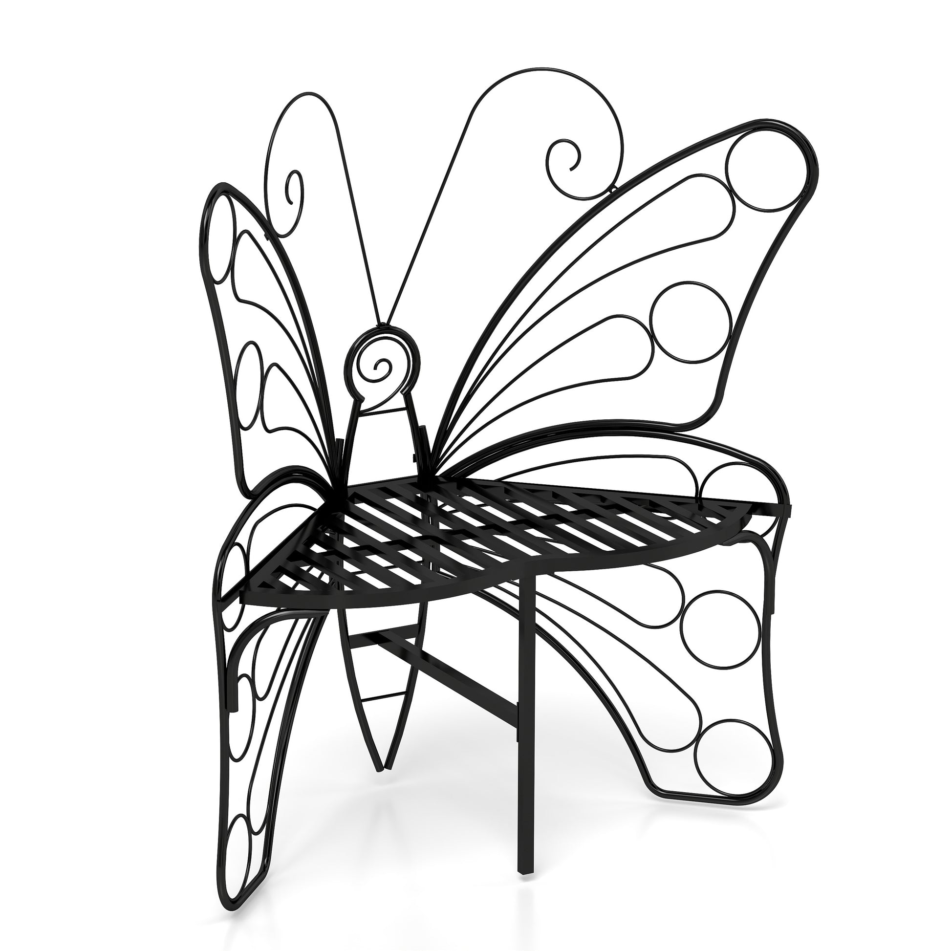 Modern Butterfly Cast Metal Garden Bench, Outdoor Bench Patio Seat, Park Bench Outdoor Seating For Garden, Yard, Park, Entryway Black Garden & Outdoor Metal