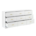 Modern White 9 Drawer Dresser For Bedroom Large Storage Wide Chest Of Drawers, Sturdy & Safe Chest 5 Or More Drawers Gloss Antique White White Primary Living Space Drawers Included American Design,Contemporary,Modern Melamine Engineered Wood