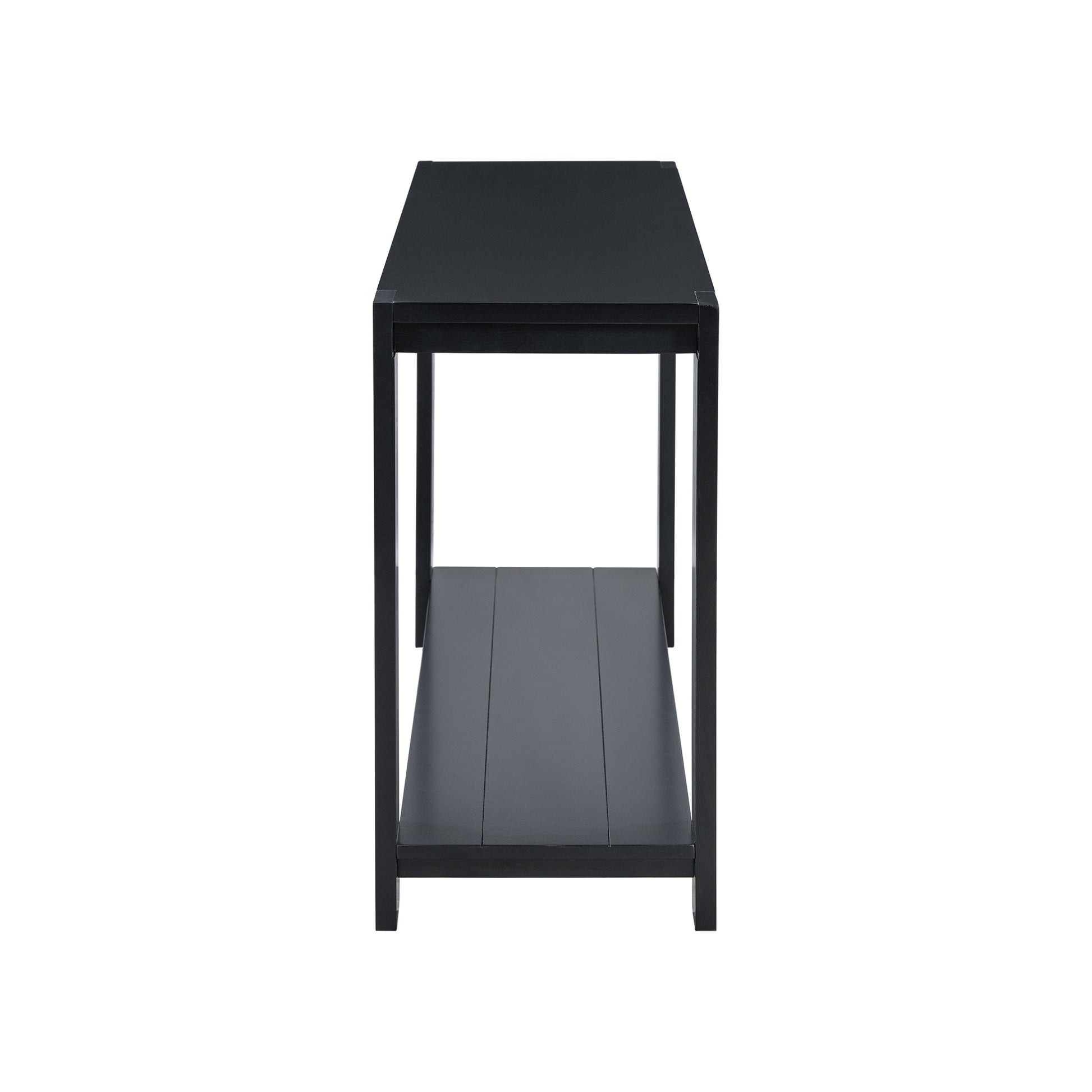 Distinctive Features Of A Minimalist Console Table With Bottom Shelf And Four Legs, Suitable For Entryway, Hallway, Living Room, Foyer, Corridor Black Primary Living Space American Design Shelves Mdf