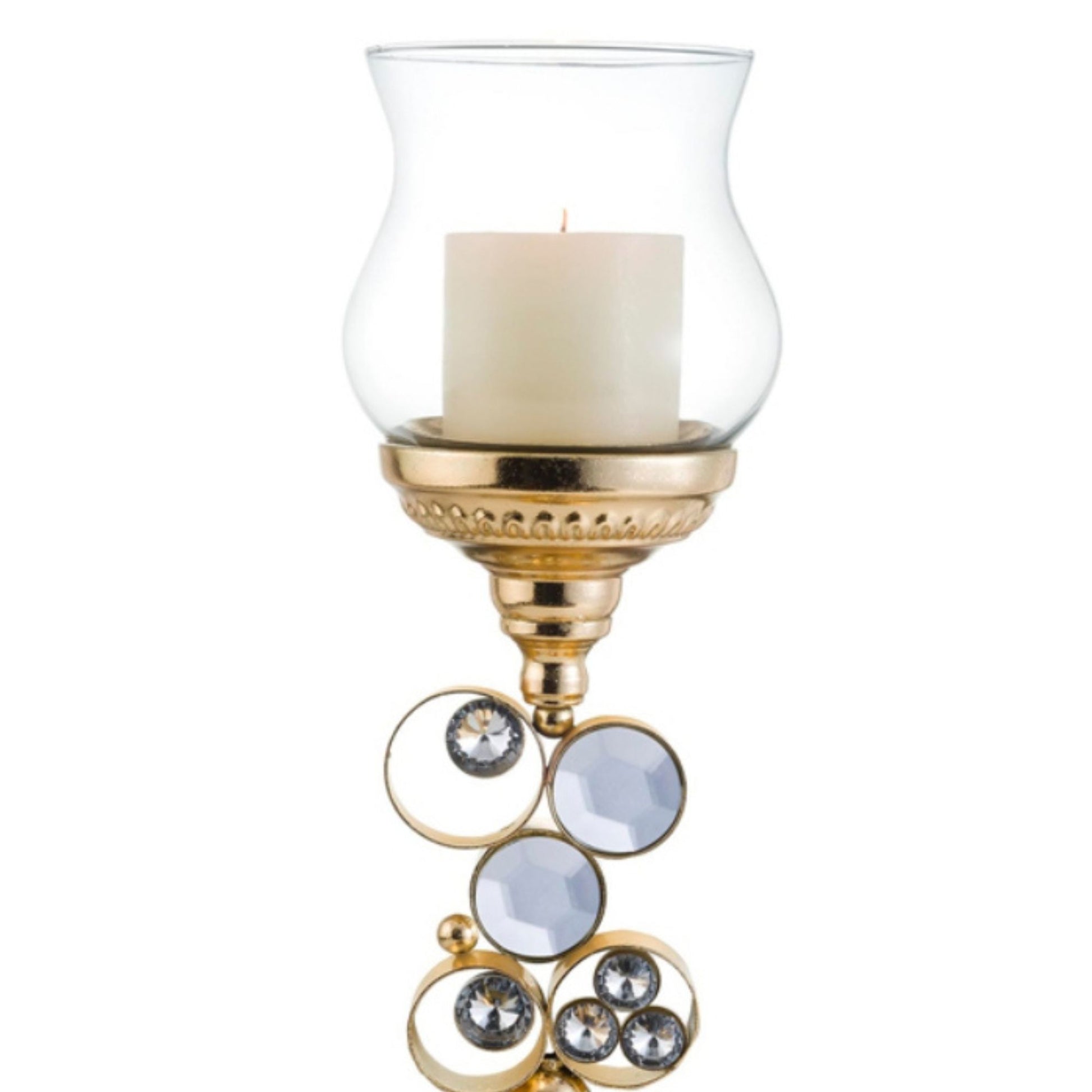 18" Tall Polyresin "Malha" Candleholder, Gold Finish Gold Polyresin