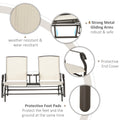 Outsunny Outdoor Glider Bench With Center Table, Metal Frame Patio Loveseat Withmesh Fabric And Armrests For Backyard Garden Porch, Beige Beige Steel