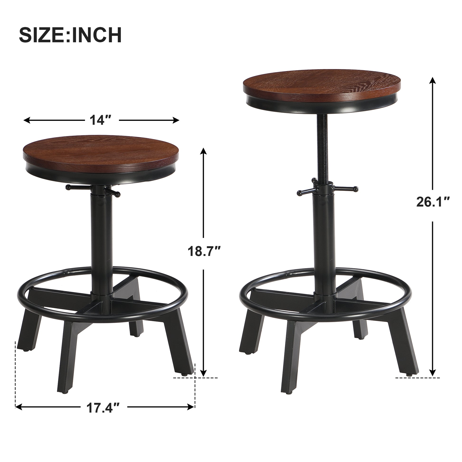 Bar Stools Set Of 2Vintage Bar Stools Metal Adjustable Lift Bar Stools With Footrest Kitchen Island Stool Bar, For Kitchen Dining Room Red Black Mdf Metal