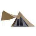 Outsunny 15.4'X15.4'X8.5' Teepee Tent, Waterproof Camping Tent With Porch Area, Floor And Carry Bag, For 2 3 Person Outdoor Backpacking Camping Hiking, Coffee Coffee Fabric