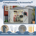 10X8 Ft Outdoor Tool Storage Shed With Metal Foundation & Lockable Doors, All Weather Metal Sheds For Garden, Patio, Backyard, Lawn, Gray Gray Metal