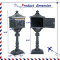 Mailbox Cast Aluminum Black Mail Box Postal Box Security Heavy Duty Black Aluminium
