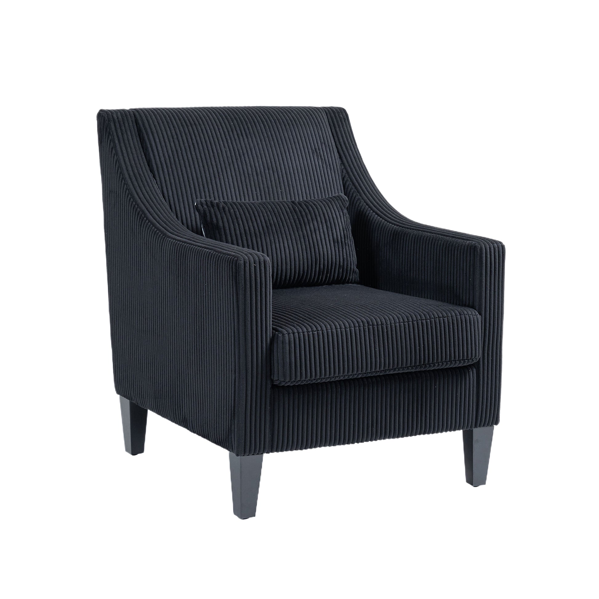 Coolmore Modern Accent Chair,Upholstered Armchair With Scooped Arms For Bedroom,Apartment,Studio,Office,Waiting Room Black Corduroy Black Primary Living Space Foam Corduroy