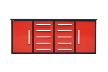 7' Storage Cabinets With Workbench 10 Drawers & 2 Cabinets Red Steel