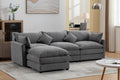 Modular Sectional Sofa, 3 Seater Sofa With Ottoman, Modern L Shaped Sofa For Living Room Bedroom Apartment Grey Chenille 3 Seat