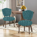 Kd Tufted Chair Wthr Set Of 2 Teal Fabric