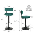 Modern Bar Stools Set Of 2,Curved Backrest Upholstered Counter Height Bar Stools,Adjustable Bar Stool 24.5