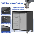 Sturdy Metal Tool Storage Cabinet With Wheels Tool Storage Cabinet For Garage, Office, And Home Organizer Solutions, Black Gray Black Gray Steel