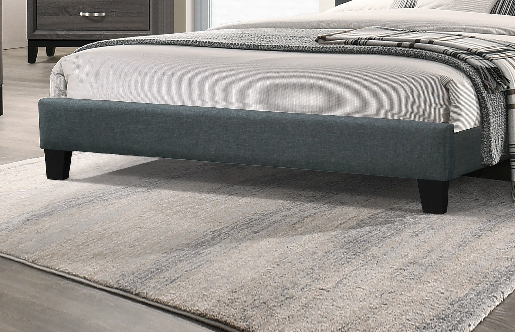 Gorgeous 1Pc Full Size Bed Charcoal Polyfiber Platform Bedframe Slats Bedroom Furniture Box Spring Not Required Full Charcoal Wood Bedroom Modern,Transitional Rubberwood Bed Frame Foam Mdf,Particle