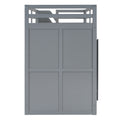 Modern Loft Bed With Two Tone Storage Stairs And Pull Out Wardrobes, Gray Twin Gray Solid Wood Mdf