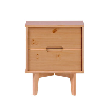 Mid Century Modern Solid Wood 2 Drawer Nightstand Natural Pine Natural Wood Mdf Pine