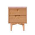 Mid Century Modern Solid Wood 2 Drawer Nightstand Natural Pine Natural Wood Mdf Pine