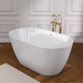 51 Inch Acrylic Freestanding Bathtub Contemporary Soaking White Tub With Overflow And Pop Up Drain Glossy White Gloss White Oval Bathroom Freestanding Tubs Polished Less Than 59 In Contemporary,Modern Soaking Center Fiberglass Acrylic