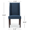 Dining Chair Set Of 2 Navy Blue Fabric