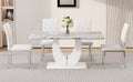 Table And Chair Set, Modern Minimalist White Marble Textured Rectangular Dining Table. Suitable For Restaurants And Living Rooms. Soft Cushion Seats.F 1280 White Mdf