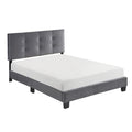 1Pc Full Platform Bed Dark Gray Velvet Upholstered Adjustable Height Headboard Button Tufted Solid Wood Bedroom Furniture Box Spring Not Required Full Dark Gray Wood Bedroom Velvet Solid Wood