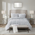 Back Print Long Fur Comforter Mini Set Queen Grey Polyester