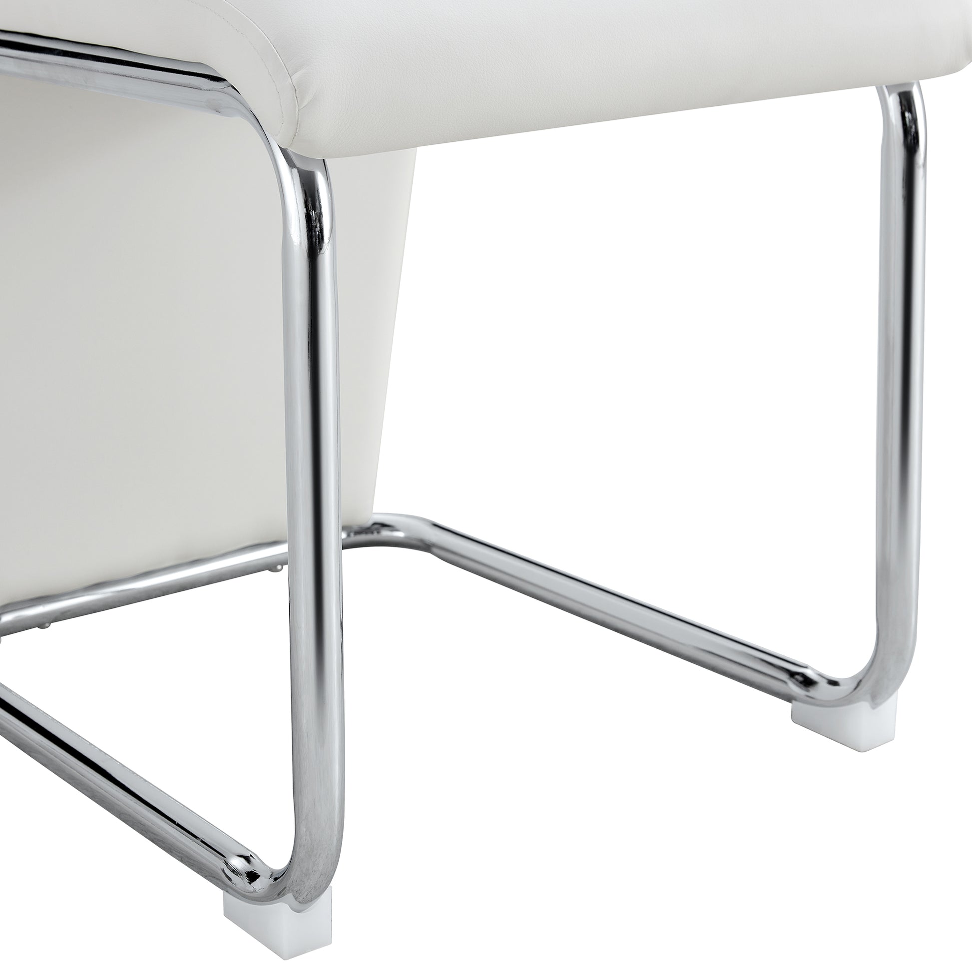 Table And Chair Set, Modern Luxurious White Imitation Marble Pattern Mdf Dining Table,Rectangular Dining Table, Matched With Uniquely Shaped Pu High Backrest Seats,Suitable For Various Occasions. White Seats 4 Mdf