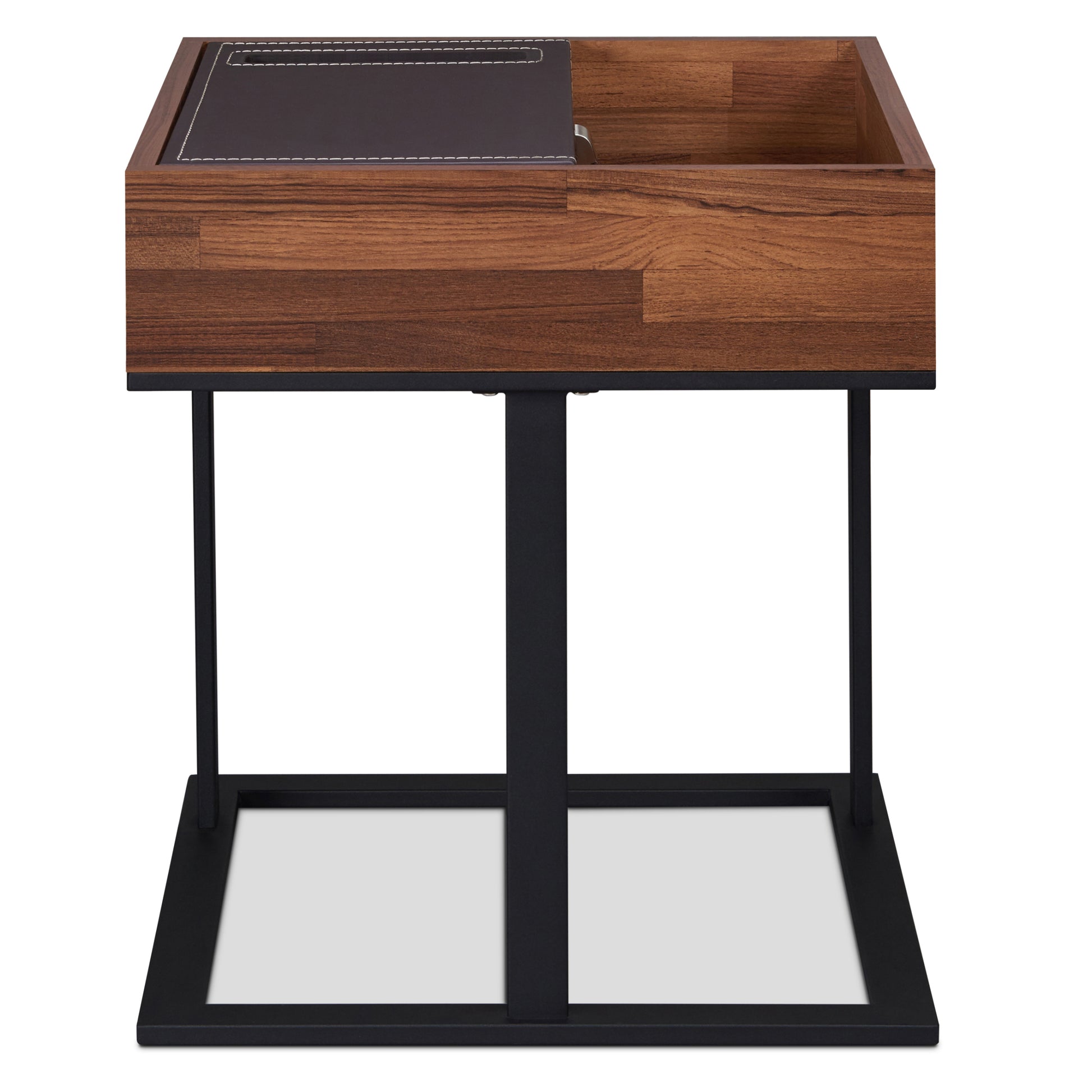 Walnut And Sandy Black Accent Table With Storage Walnut Primary Living Space Square Wood Metal