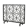 Thayer Single Panel Iron Fireplace Screen Black Primary Living Space American Design,Antique,Classic Iron