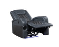 Alair Power Motion Recliner W Bluetooth Speaker & Cooling Cup Holder, Blue & Black Leather Aire Lv02459 Blue Upholstered