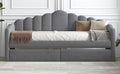 Twin Size Upholstered Daybed With 2 Drawers ,Velvet Sofabed With Usb Charging Ports,No Box Spring Needed,Gray Twin Gray Velvet