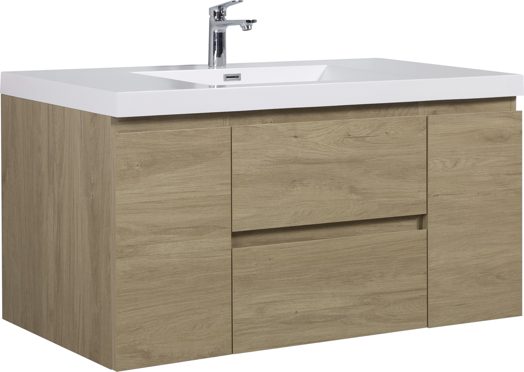 48" Floating Bathroom Vanity With Sink, Modern Wall Mounted Bathroom Storage Vanity Cabinet With Resin Top Basin And Soft Close Drawers, Natural Oak 24V11 48No 2 Oak 2 Bathroom Wall Mounted Melamine