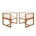 Patio Dining Chairs Set Of 2 Teak Beige Acacia Wood