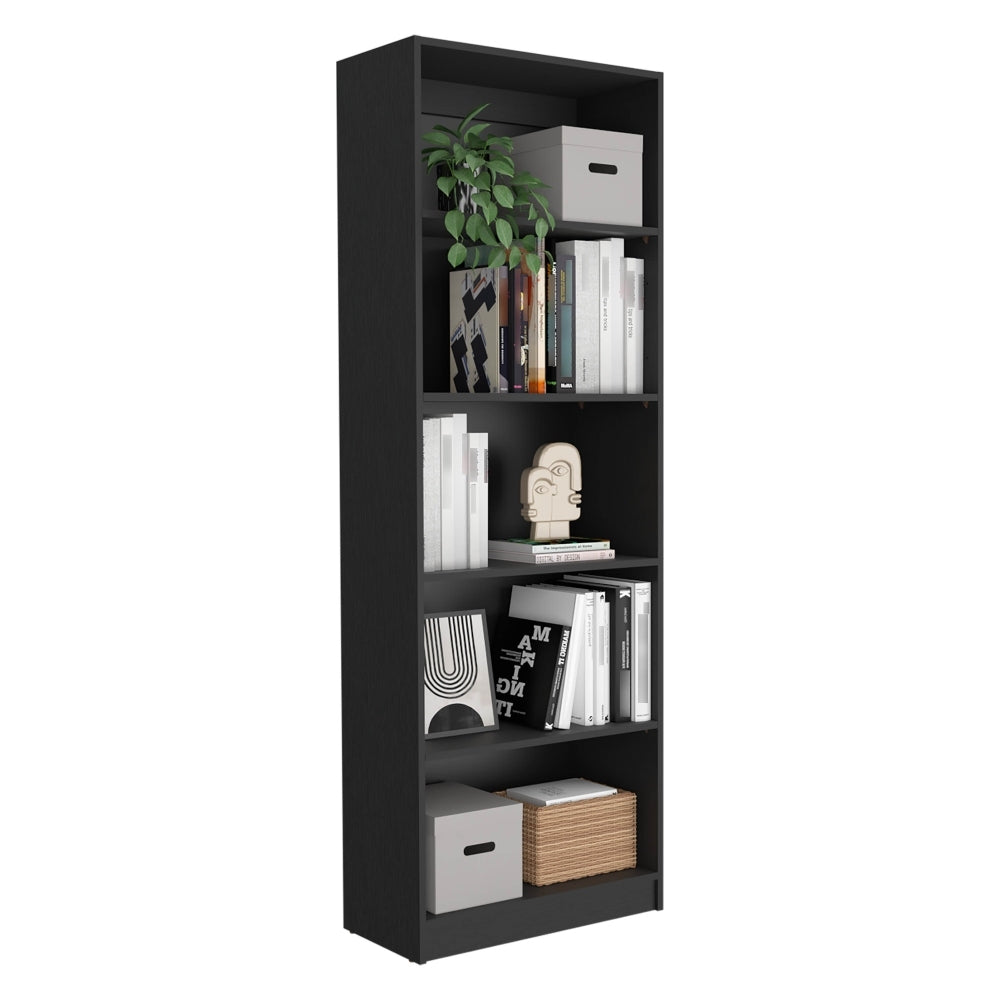 Dupree 4 Piece Home Bookcase Set, 91" Wide With 17 Shelves And A Double Door Cabinetliving Room Set Black 5 Or More Shelves Black Office Open Storage Space Modern Particle Board