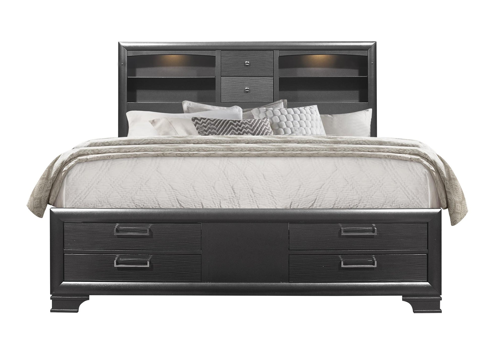 Civic Grey Queen Bed Gray Solid Wood Mdf