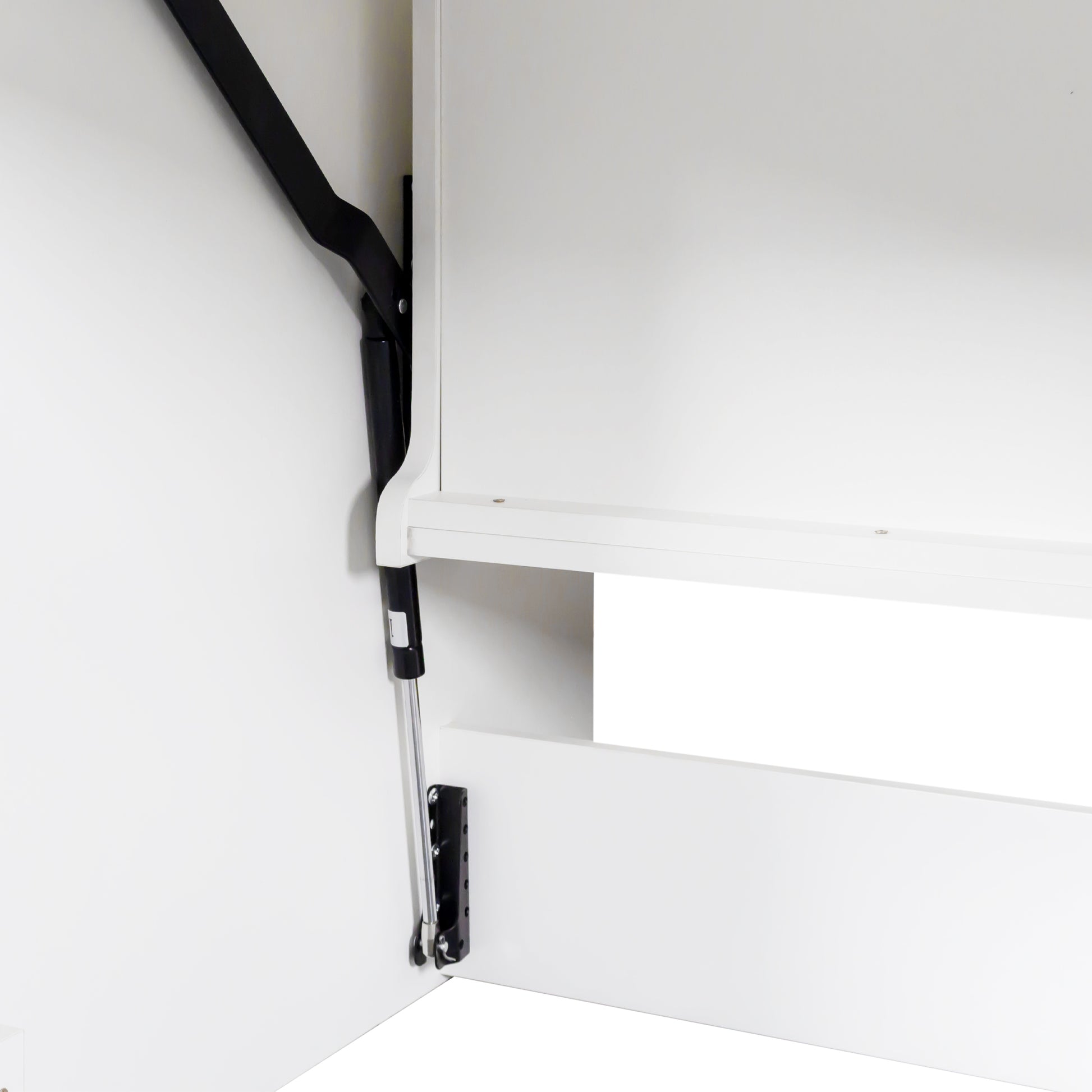 Murphy Bed With Desk, Ideal Bedroom Furniture For Small Spaces, Horizontal & Vertical Pull Out Beds And Space Saving Furniture, Foldable Beds Horizontal Single White Particle Board Mdf