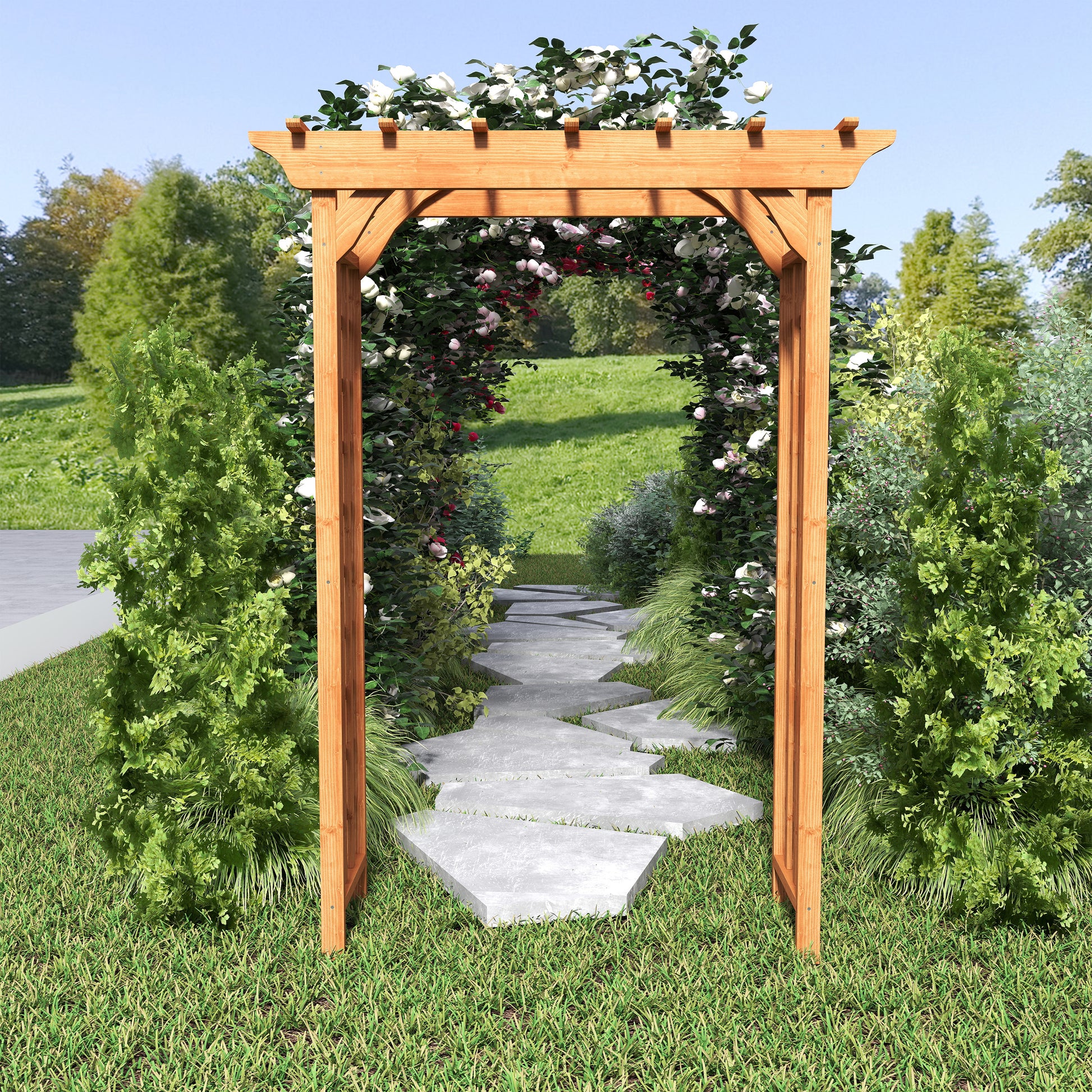 Wooden Arbor, Wedding Arch For Ceremony, Wood Trellis For Plant Climbing, Christmas Decor Pergola For Garden Backyard Yellow Solid Wood