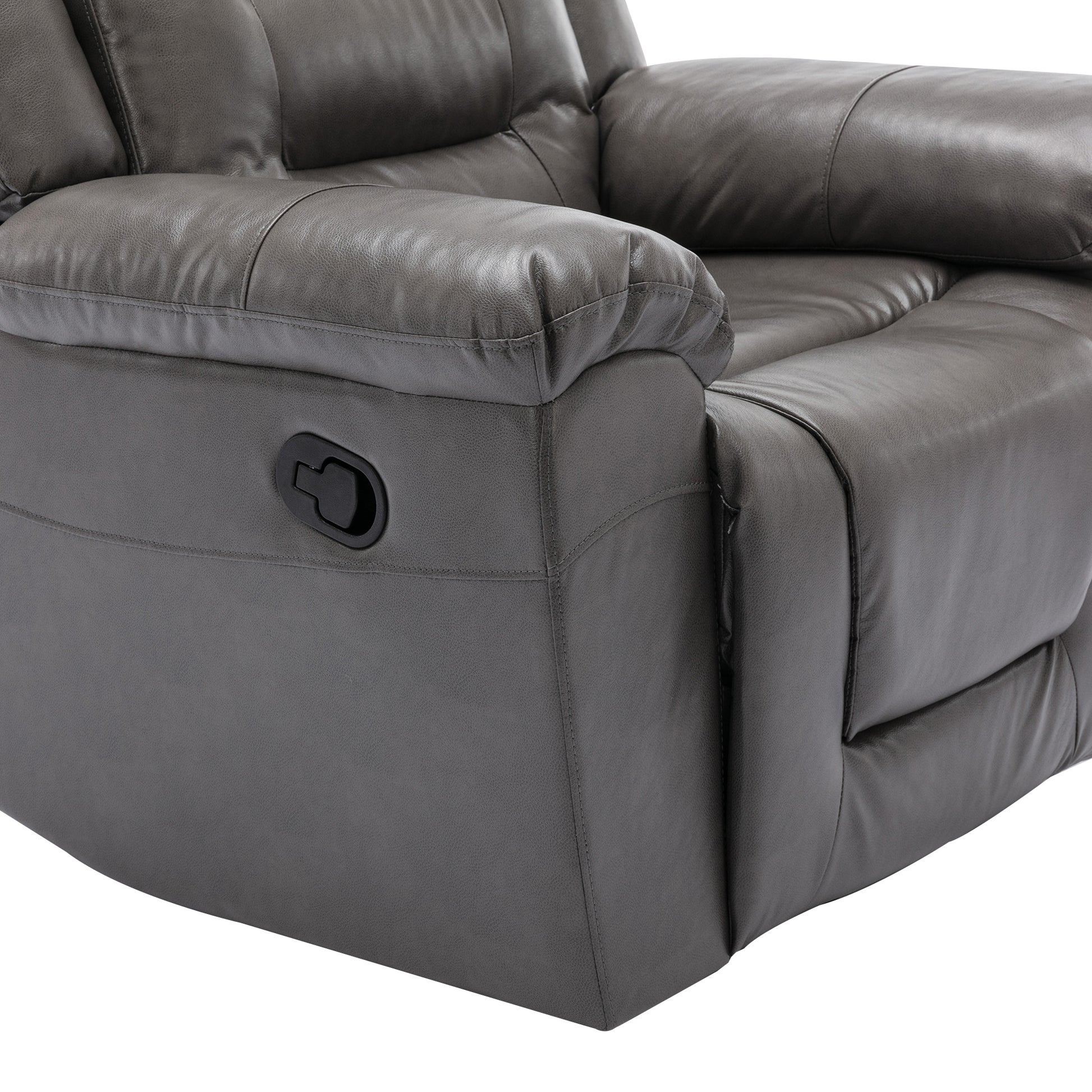 3 Seater Home Theater Recliner Manual Recliner Chair With Two Built In Cup Holders For Living Room,Bedroom, Grey Grey Foam Pu