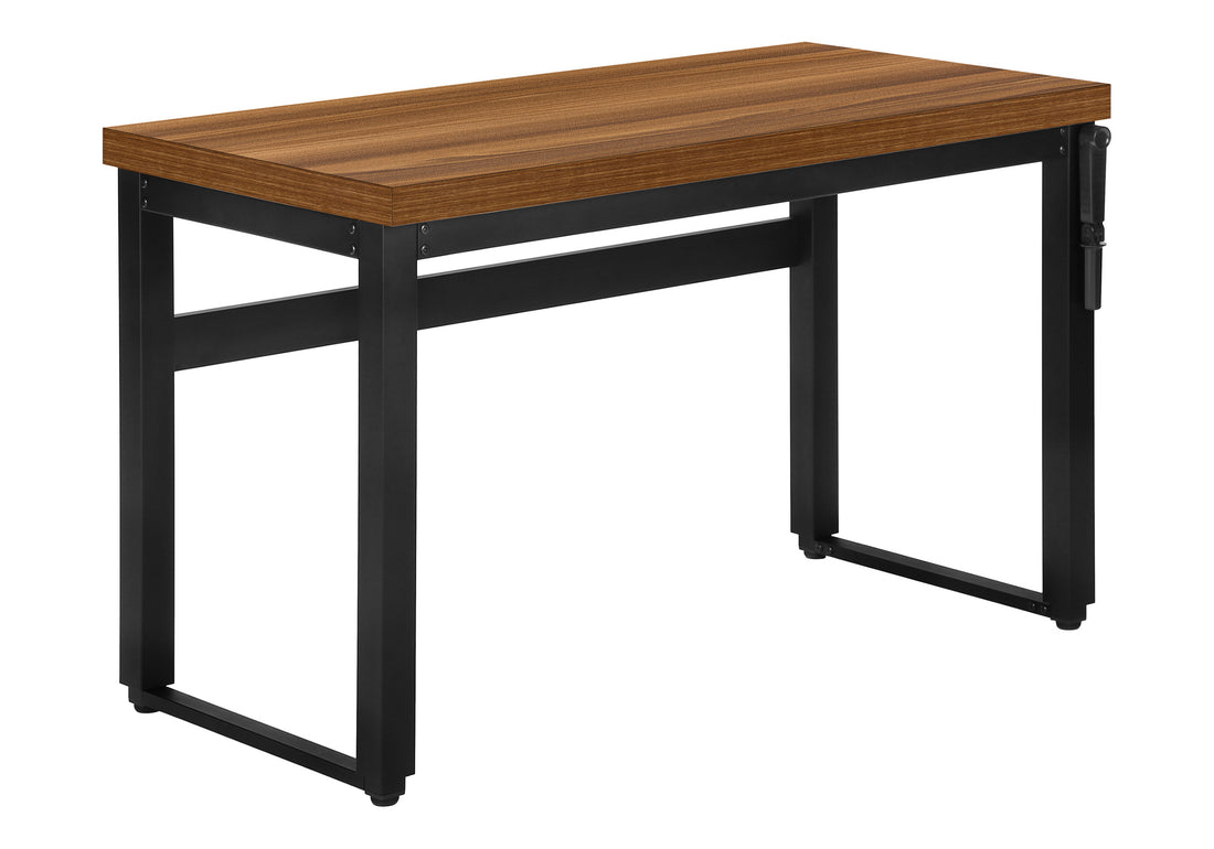 Computer Desk, Home Office, Standing, Adjustable, 48"L, Work, Laptop, Walnut Laminate, Black Metal, Contemporary, Modern Walnut Particle Board