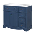 36'' Bathroom Vanity With Resin Sink Combo, Solid Wood Frame Bathroom Storage Cabinet, Freestanding Vanity Set With 3 Drawers& Adjustable Shelf Blue Bathroom Modern Solid Wood Mdf Resin