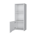 Pima Wall Cabinet In Melamine With One Door, White Wall Mounted 3 4 Shelves White Open Storage Space Modern Particle Board Melamine