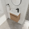 18'' Floating Wall Mounted Bathroom Vanity With White Resin Sink & Soft Close Cabinet Door Imitative Oak 1 1 Soft Close Doors Bathroom Wall Mounted Modern Plywood Plywood