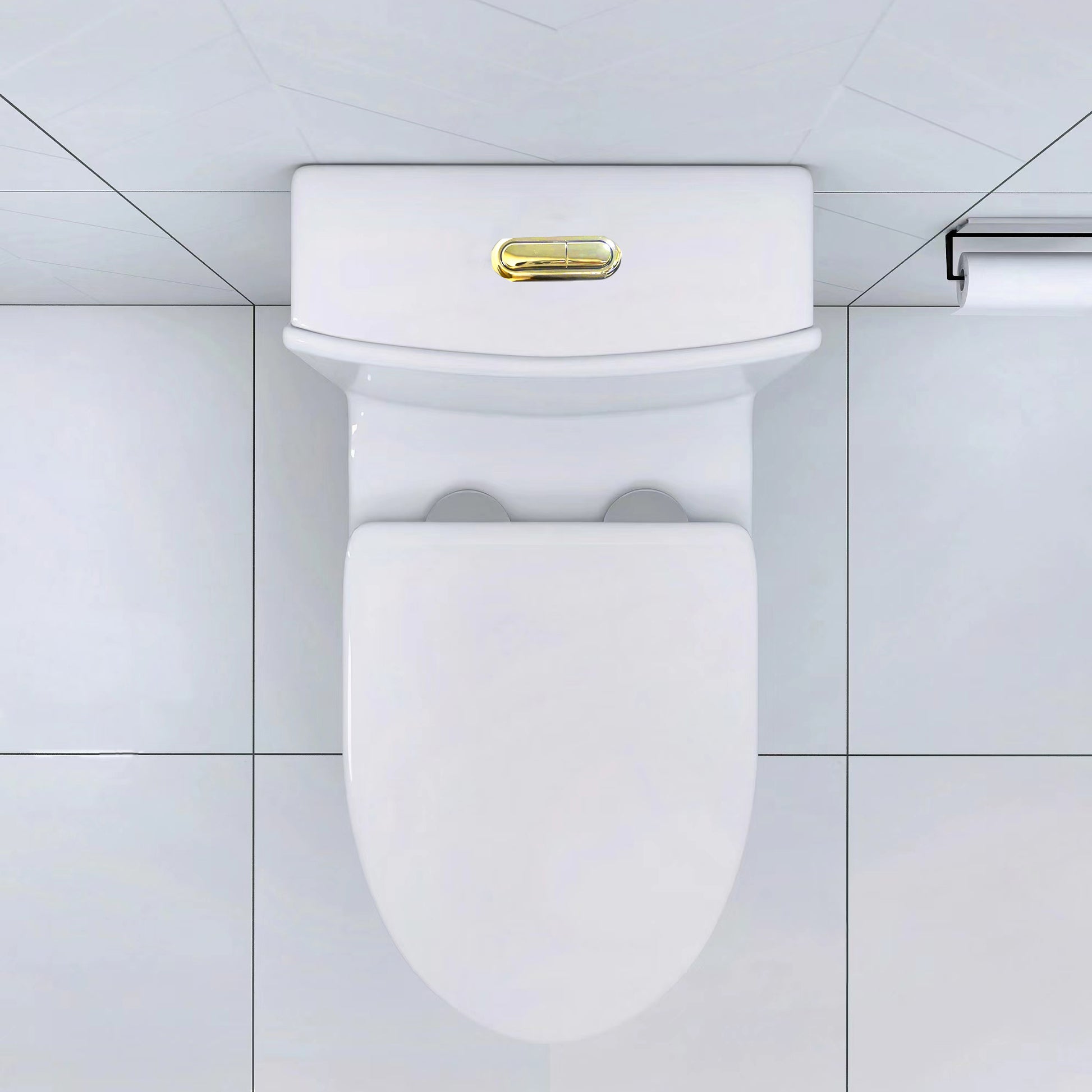 Elongated One Piece Toilet White White Bathroom Modern Porcelain