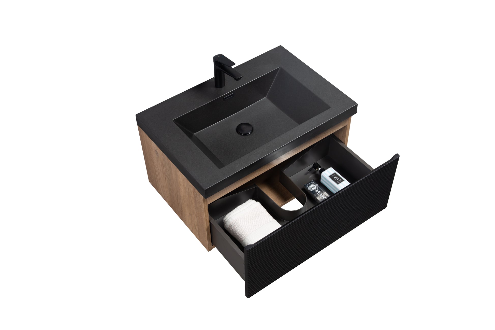 30" Floating Bathroom Vanity With Sink, Modern Wall Mounted Bathroom Storage Vanity Cabinet With Countertop And Soft Close Drawers, Ink Black Cruis 30 Black Wood