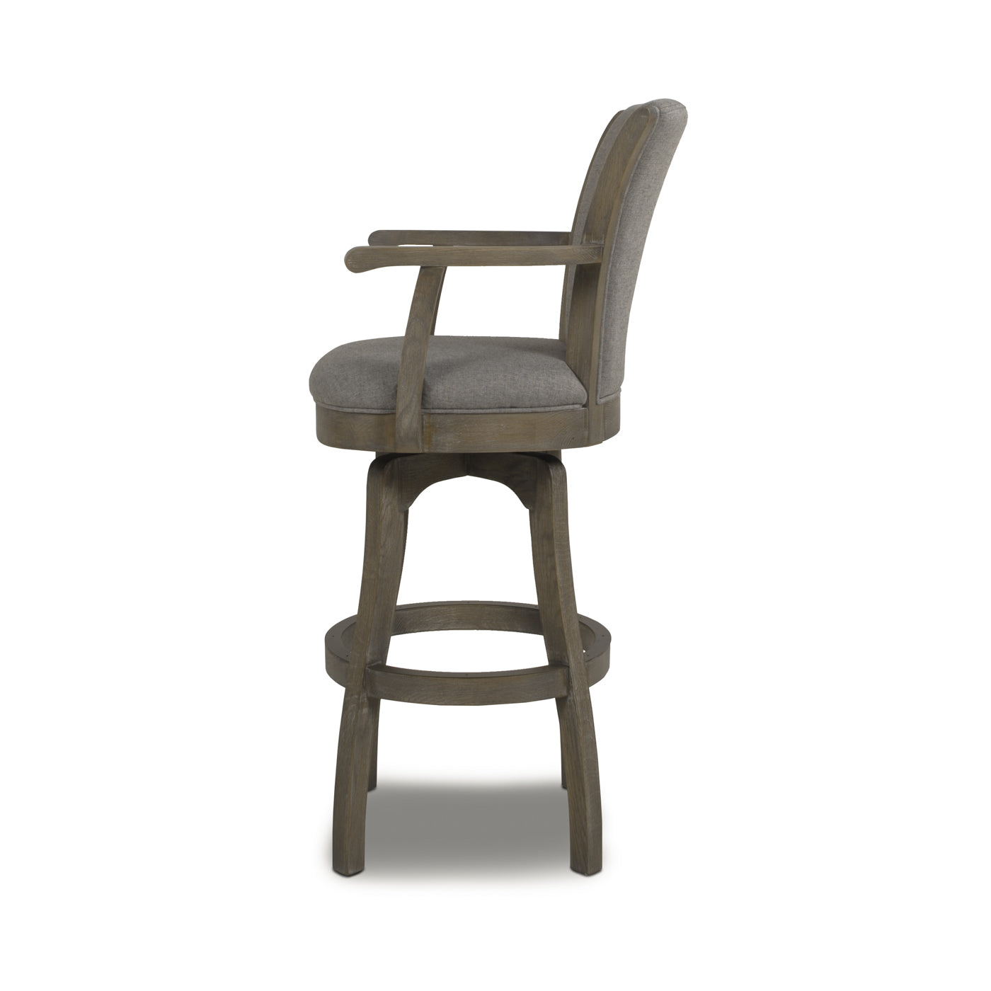 Williams 31In Swivel Bar Stool With Armrests, Heathered Grey Linen Gray Foam Linen